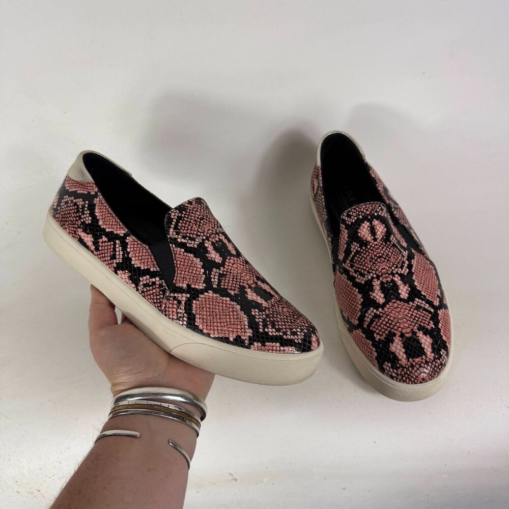 Cole Haan Grand.OS Sneaker Women's 8 Pink Leather Snake Print Slip-On Round Toe